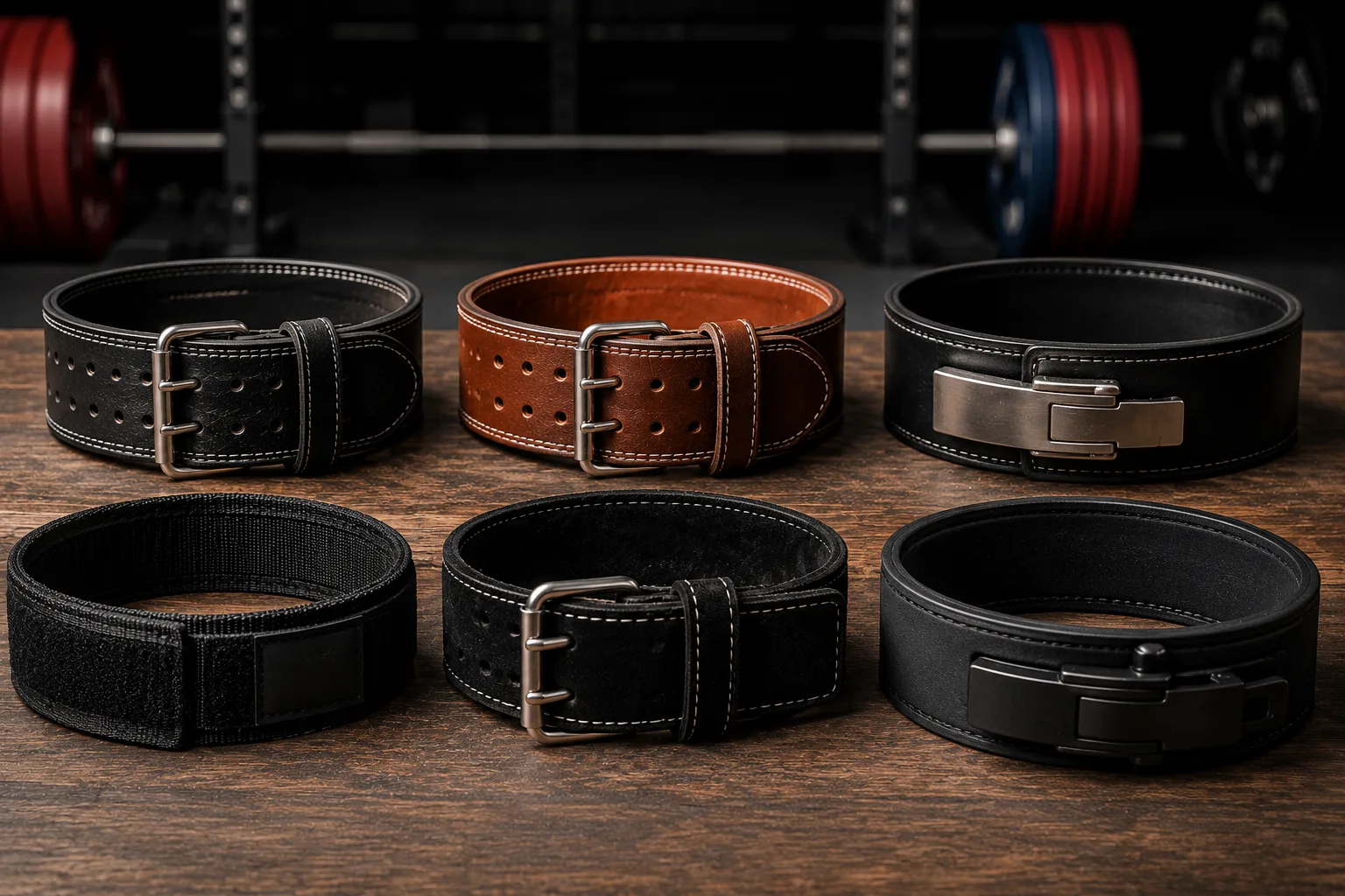 Comparison of competition-legal powerlifting belts, including single-prong, double-prong, lever, and Velcro lifting belts used for strength training and powerlifting competitions.