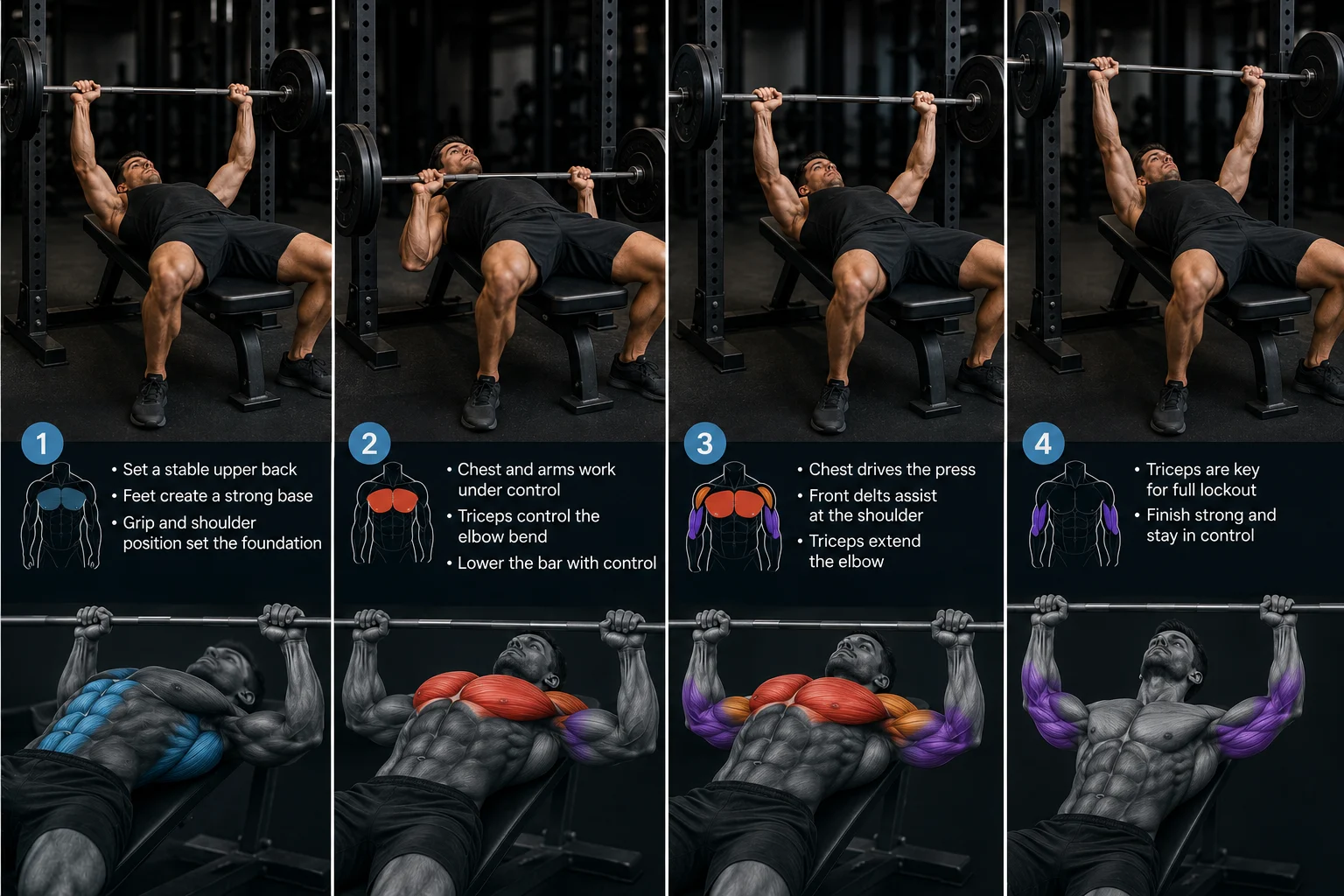 How the Muscles Work During Each Part of the Bench Press